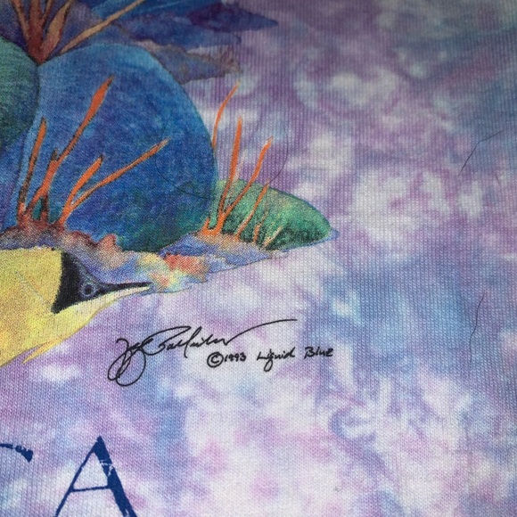 Vintage 1993 Liquid Blue Oceanica All Over Print Single Stitch Shirt - Picture 3 of 7